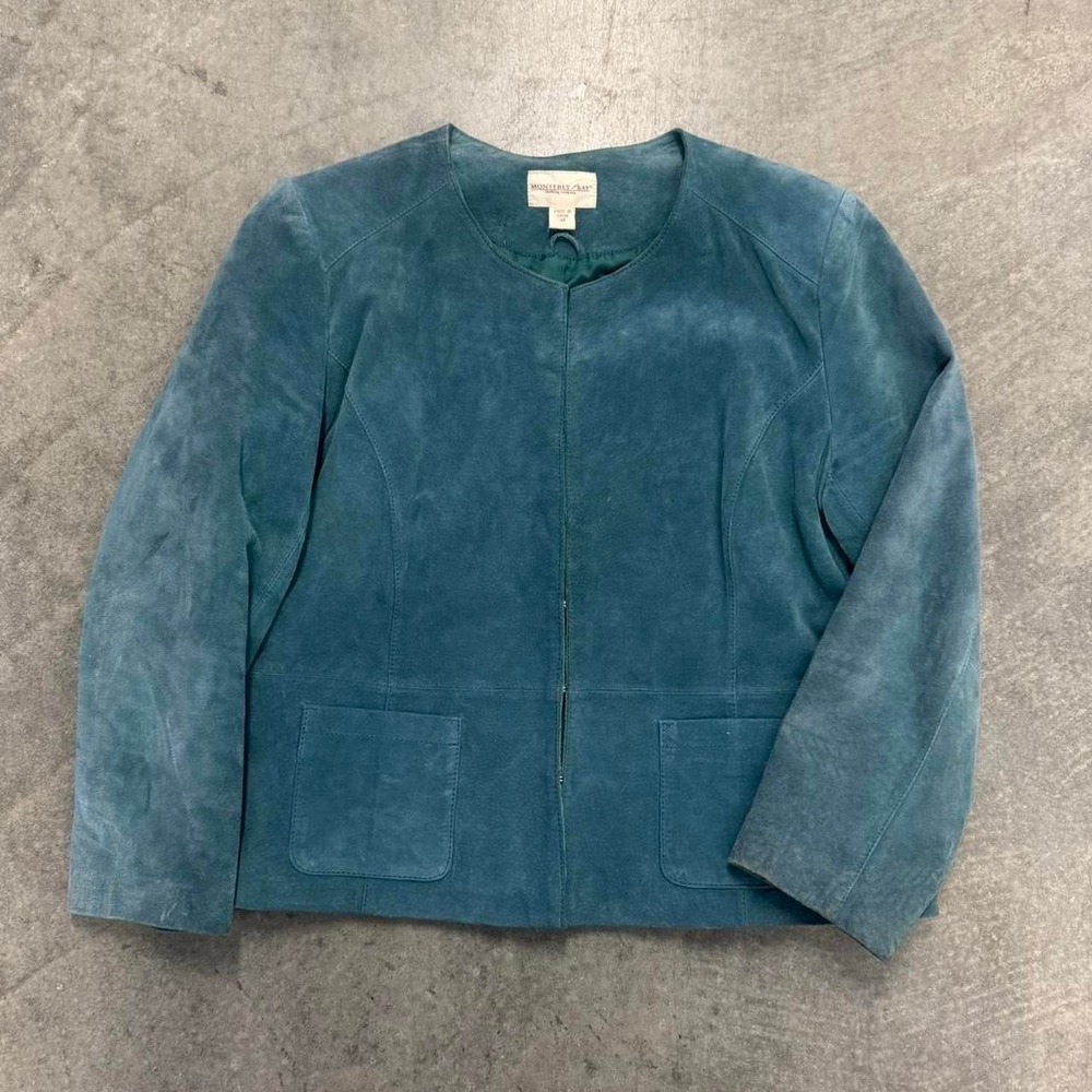 Women's Blue Suede Jacket Monterey Bay Cropped Fit Blazer Indie SZ 16